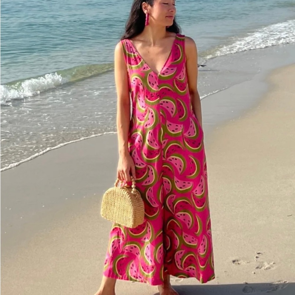 Mixed by Nasrin Watermelon Wide-Leg Jumpsuit